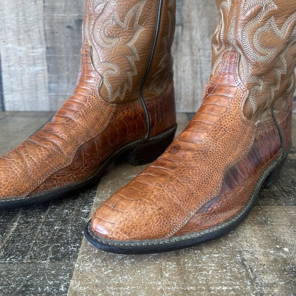 J Chisholm Vintage Ostrich Leg Western Cowboy Boots Mens 8 EE - Picture 12 of 12